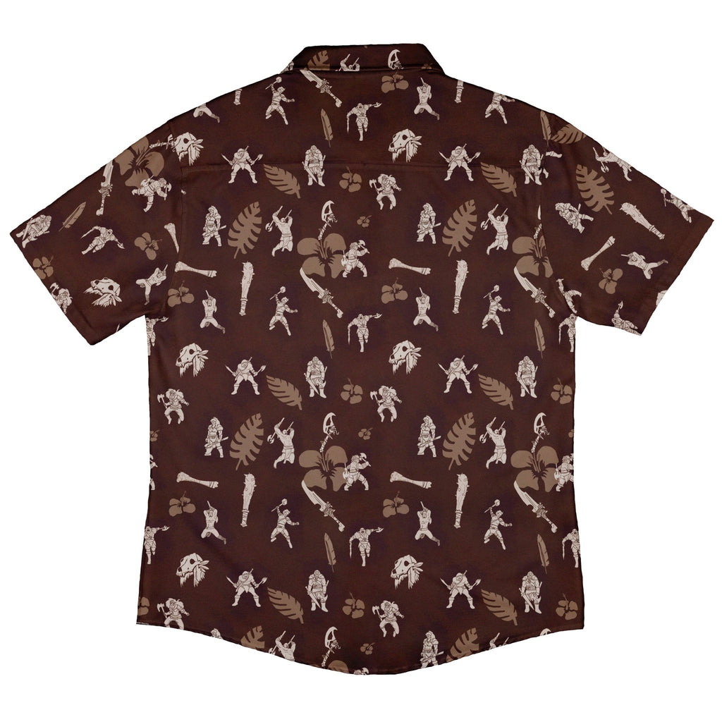 Dnd Barbarian Class Hawaiian Button Up Shirt - adult sizing - Designs by Nathan - dnd & rpg print