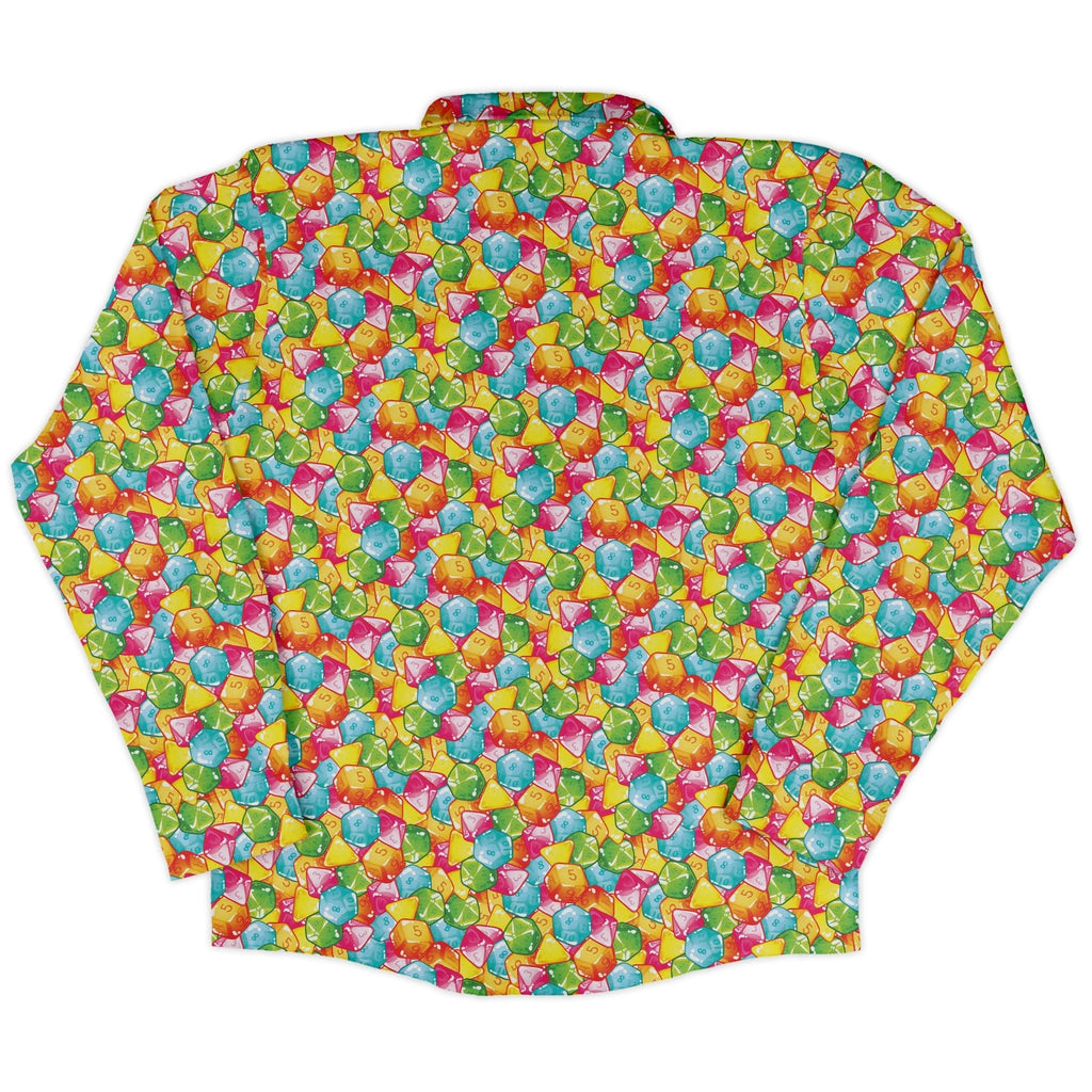 Nerdy DND Gummies Long Sleeve Button Up Shirt