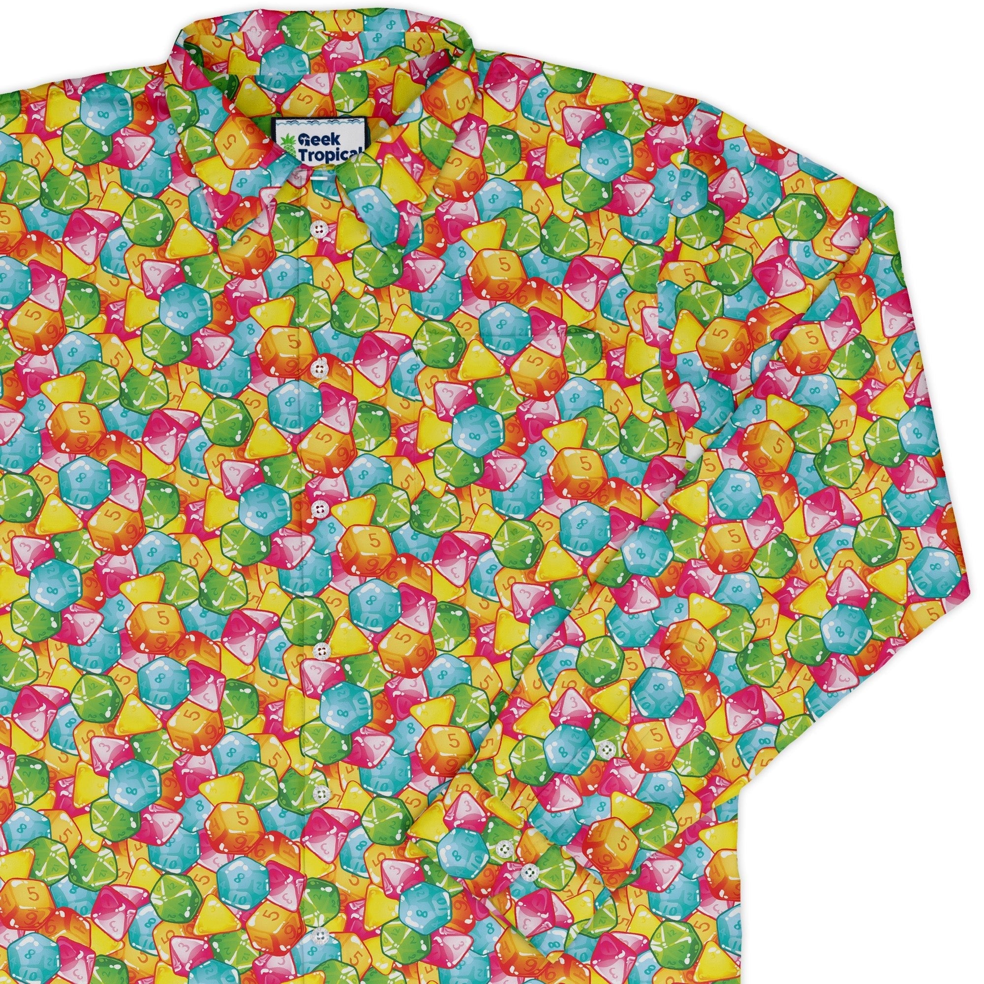 Nerdy DND Gummies Long Sleeve Button Up Shirt