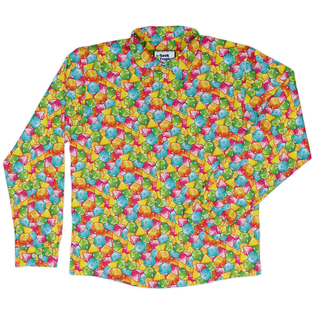 Nerdy DND Gummies Long Sleeve Button Up Shirt