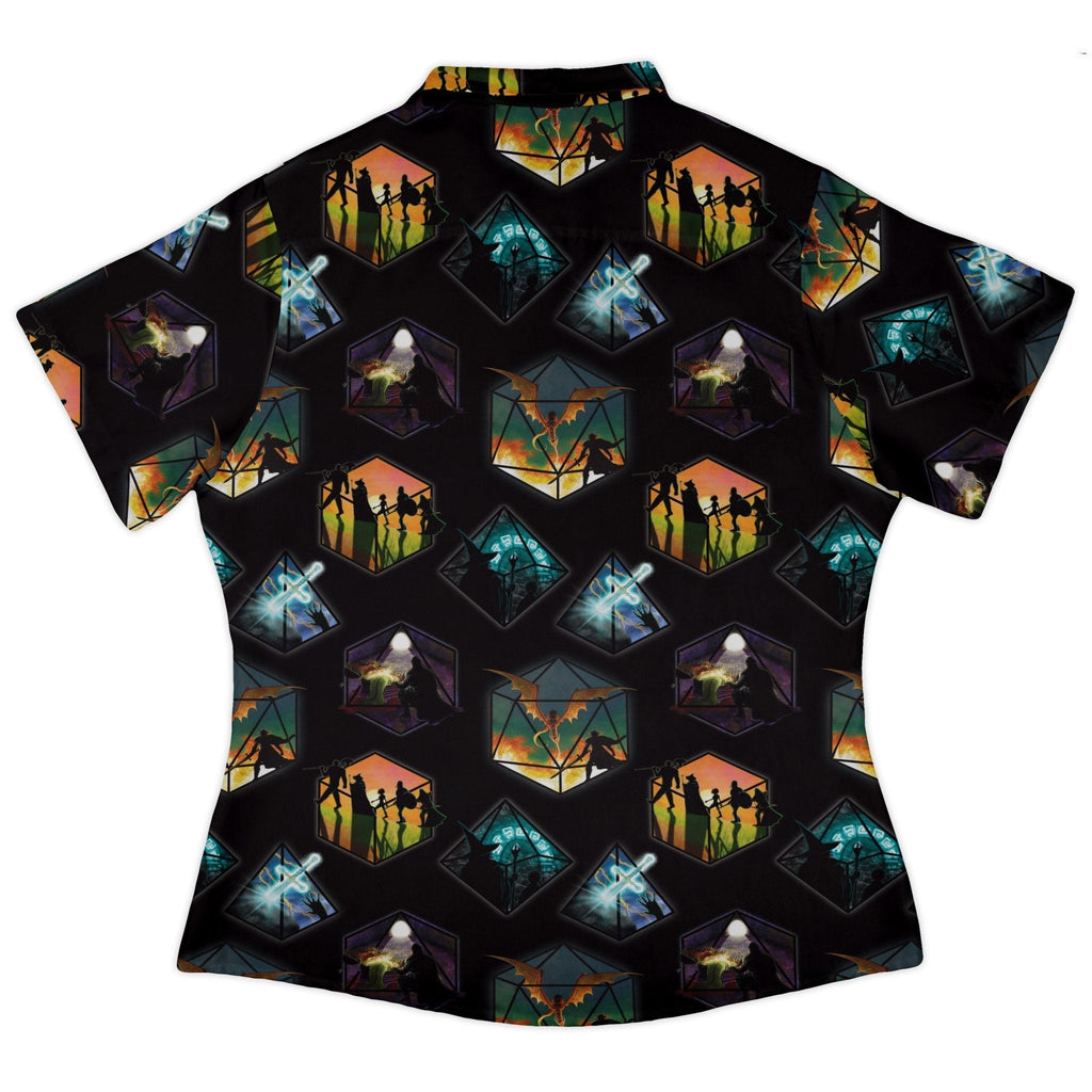 Dnd Party Campaign Curvy Button Up Shirt Geek Nerd Designs by Nathan dnd & rpg print q225