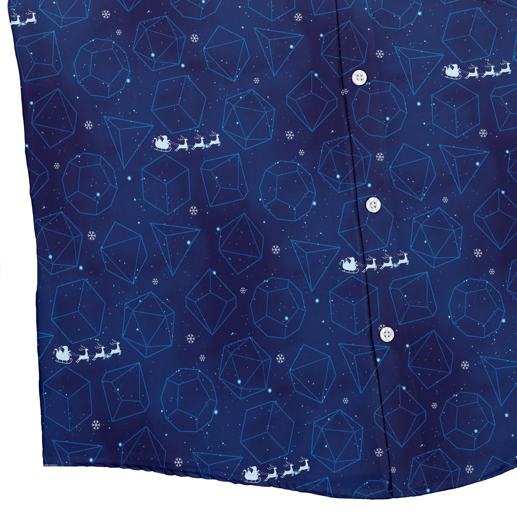 DND Space Dice Holiday Button Up Shirt Geek Nerd adult sizing Christmas Print