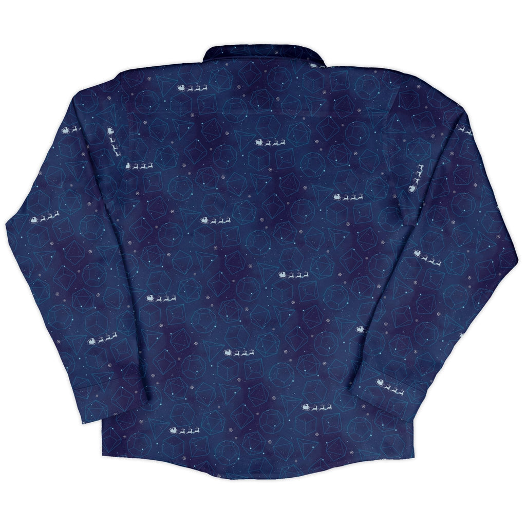 DND Space Dice Holiday Long Sleeve Button Up Shirt Geek Nerd adult sizing Christmas Print dnd & rpg print