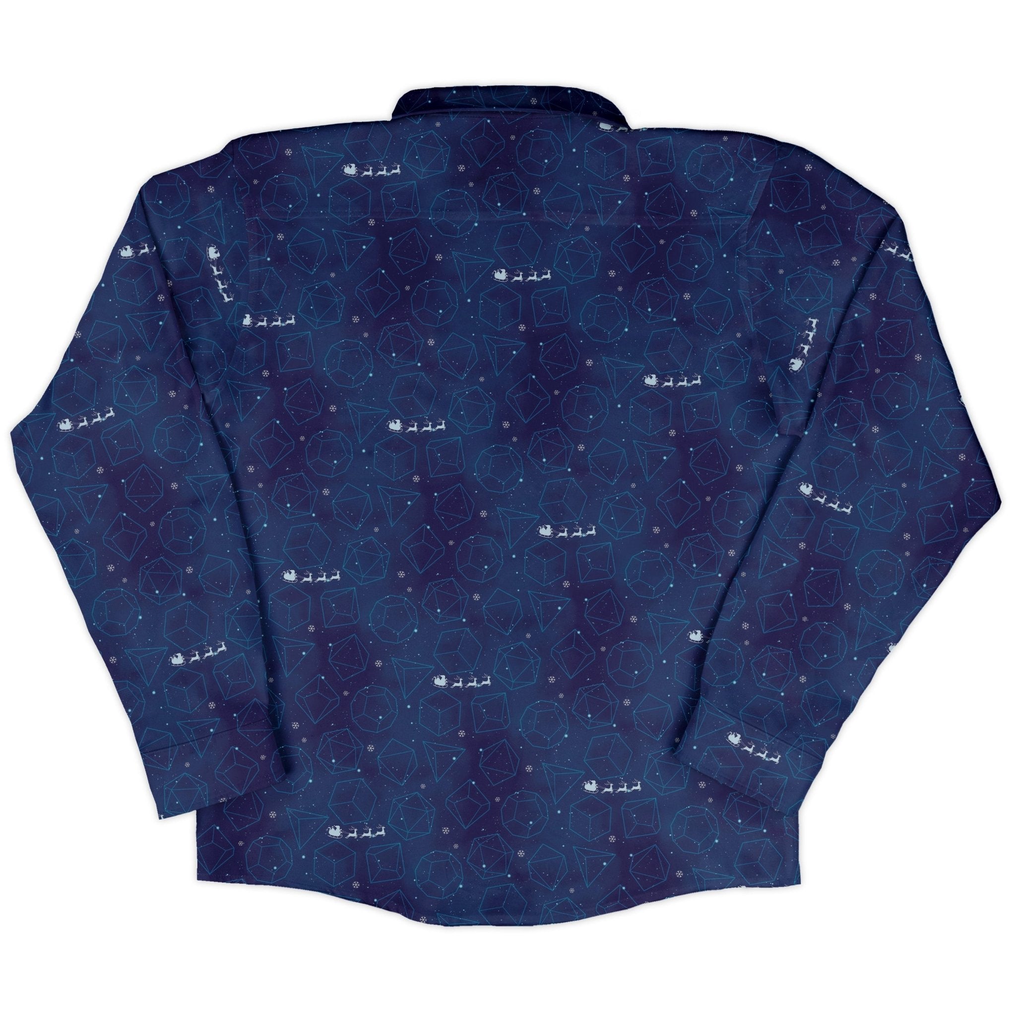 DND Space Dice Holiday Long Sleeve Button Up Shirt Geek Nerd adult sizing Christmas Print dnd & rpg print