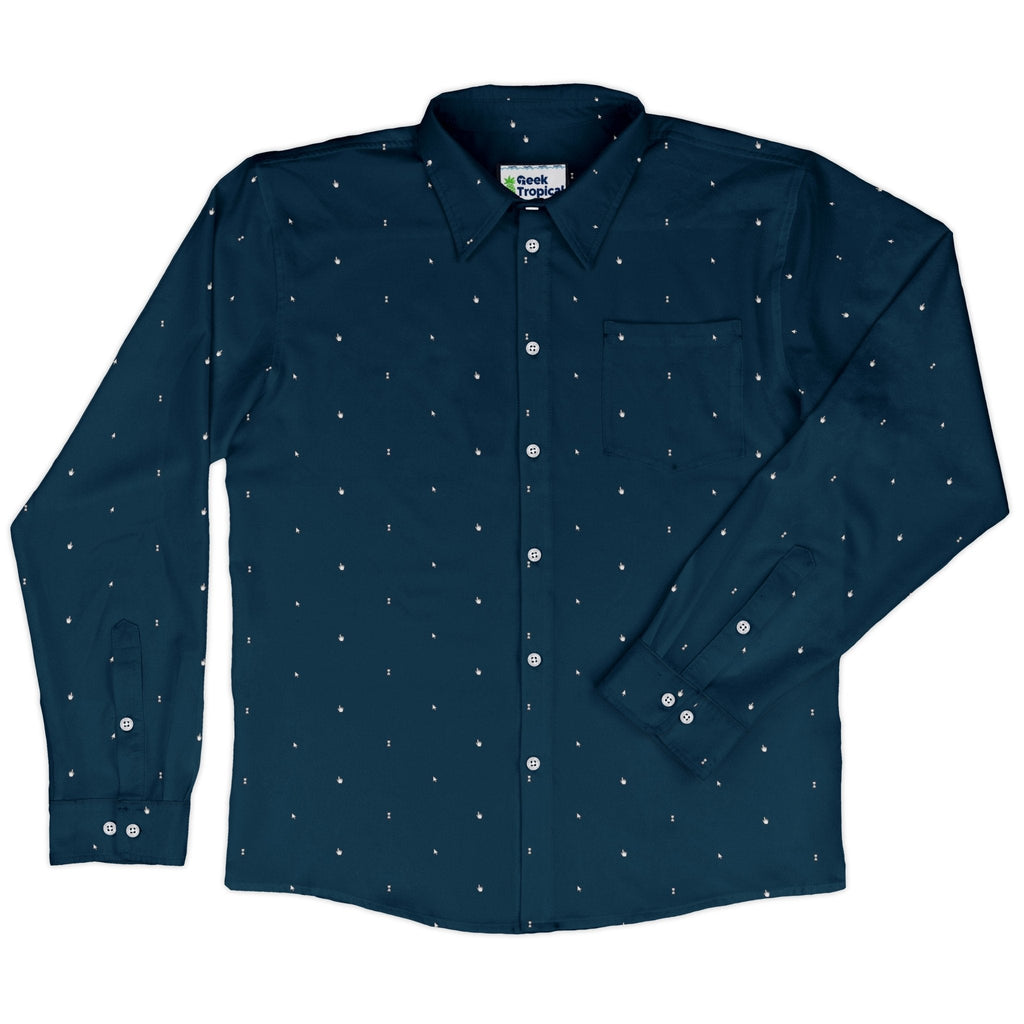 Dark Mouse Long Sleeve Button Up Shirt Geek Nerd adult sizing computer print Design by Claire Murphy