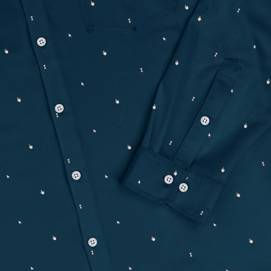 Dark Mouse Long Sleeve Button Up Shirt Geek Nerd adult sizing computer print Design by Claire Murphy