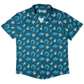 Dice Critters Blue Monochrome Button Up Shirt - adult sizing - Animal Patterns - Designed by Rose Khan