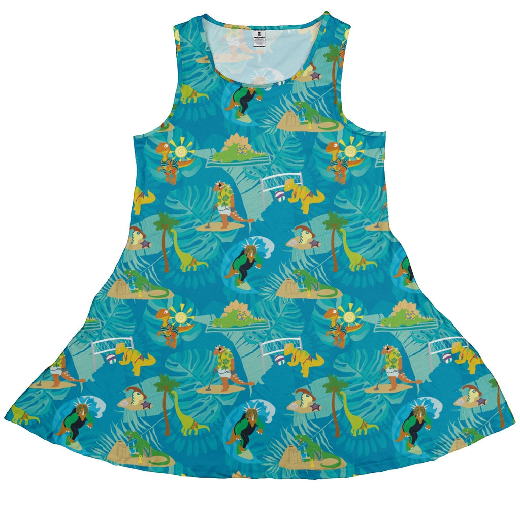 Dino Beach Party Dress Geek Nerd Designs by Nathan dinosaur print lx - C