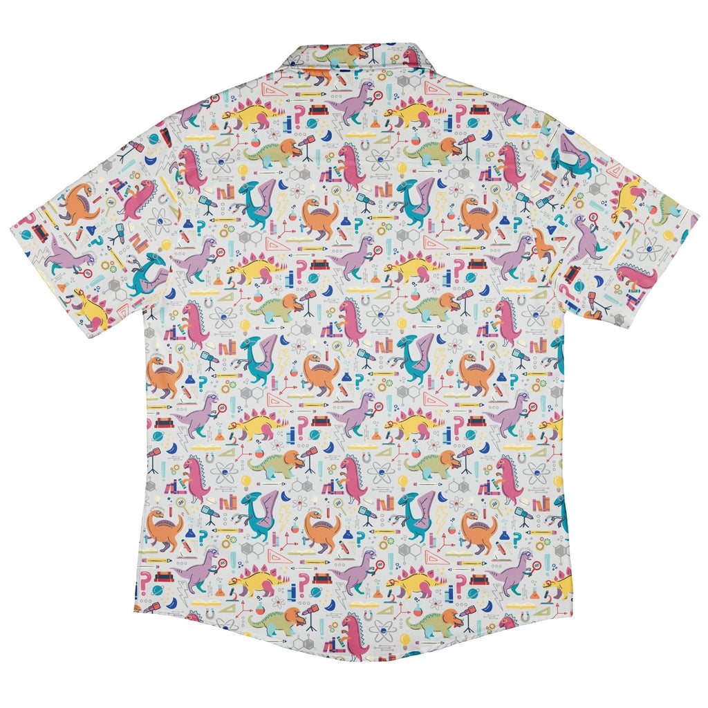 Dino Scientists Button Up Shirt Geek Nerd adult sizing Design by Zirkus Design dinosaur print