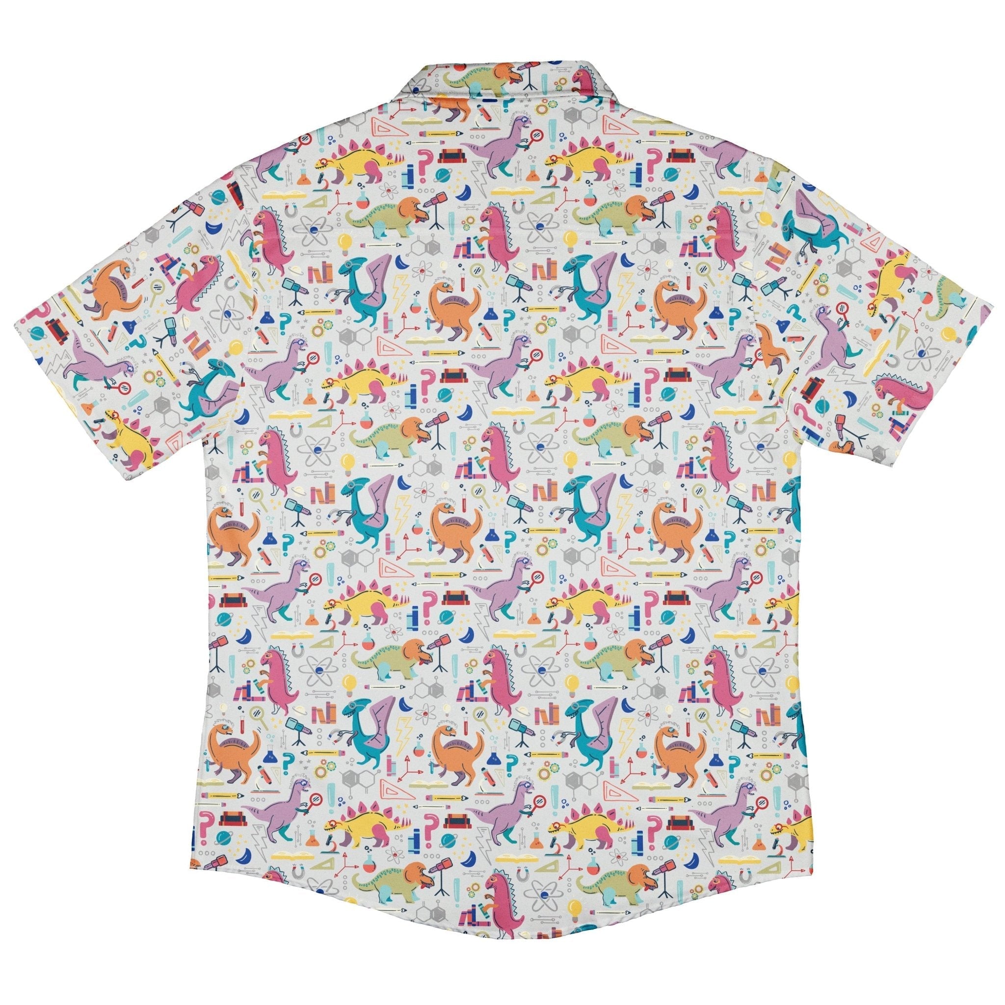Dino Scientists Button Up Shirt Geek Nerd adult sizing Design by Zirkus Design dinosaur print