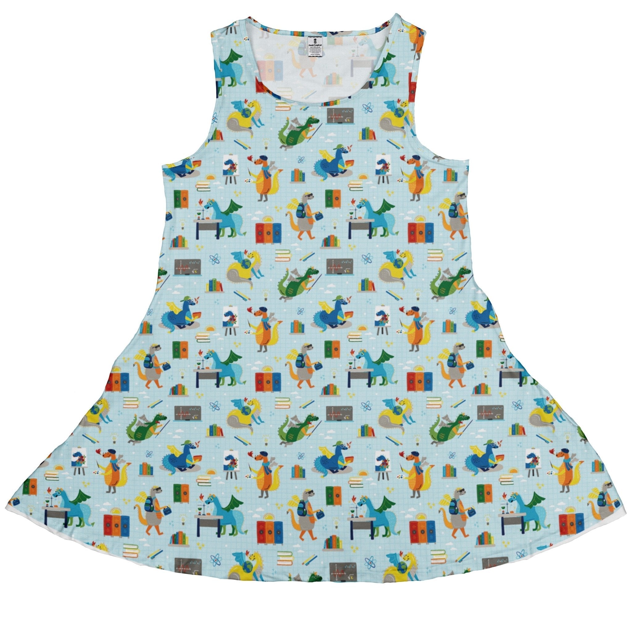 Dino School Dress Geek Nerd Design by Zirkus Design dinosaur print lx - C