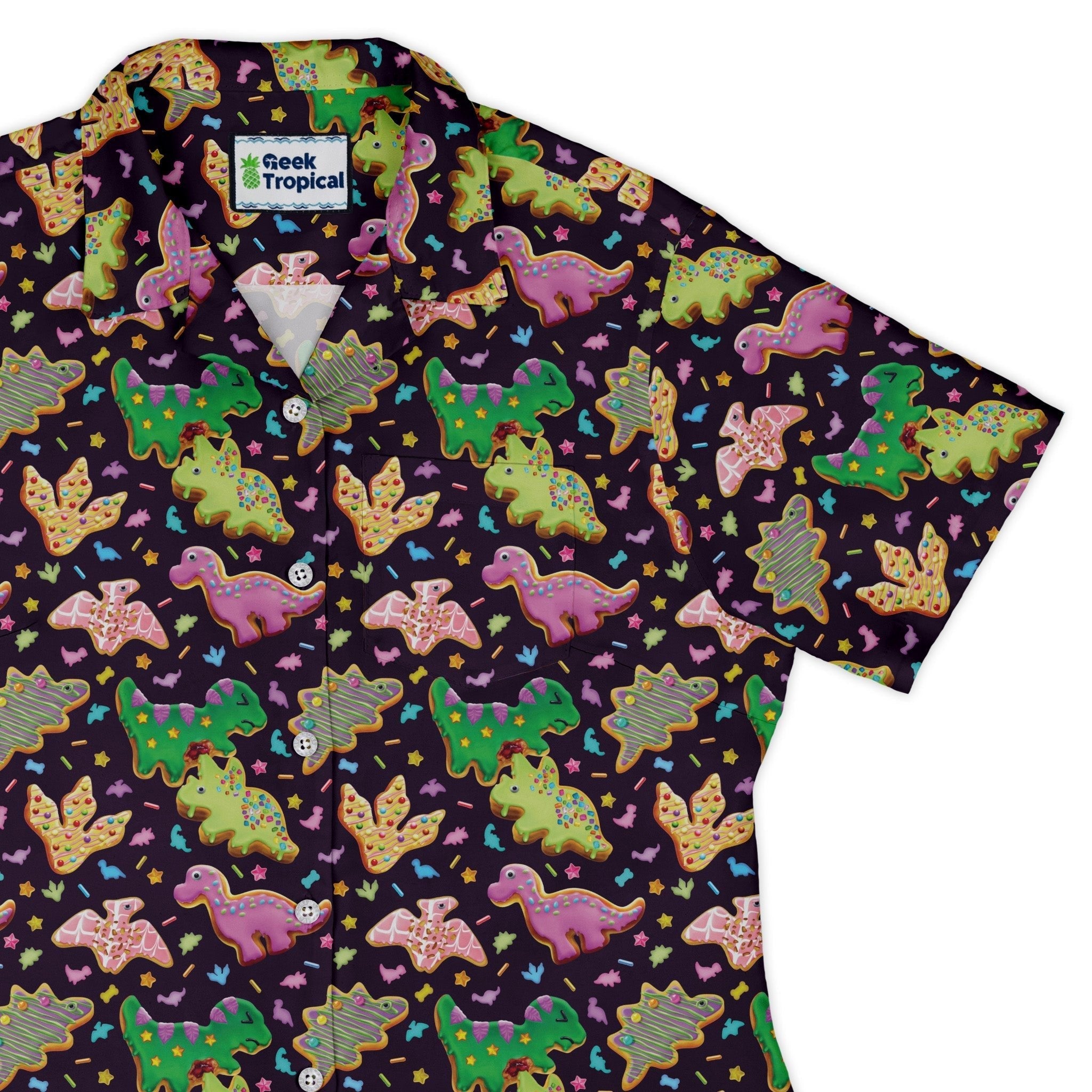 Dinonuts Curvy Button Up Shirt Geek Nerd Design By Brigid Ashwood dinosaur print women