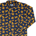 Dinosaur Chicken Nuggets Blue Long Sleeve Button Up Shirt Geek Nerd adult sizing All Adult Button Up Shirts Design by Random Galaxy