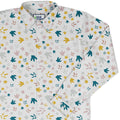 Dinosaur Footprint Tracks White Long Sleeve Button Up Shirt Geek Nerd adult sizing dinosaur print FLOW DESC WRITING