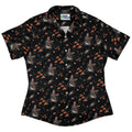 Dinosaur Galaxy Pizza Ships Curvy Button Up Shirt Geek Nerd Design by Random Galaxy dinosaur print outer space & astronaut print