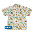 Dinosaur Beach Party Youth Hawaiian Shirt Geek Nerd Design by Zirkus Design dinosaur print q225