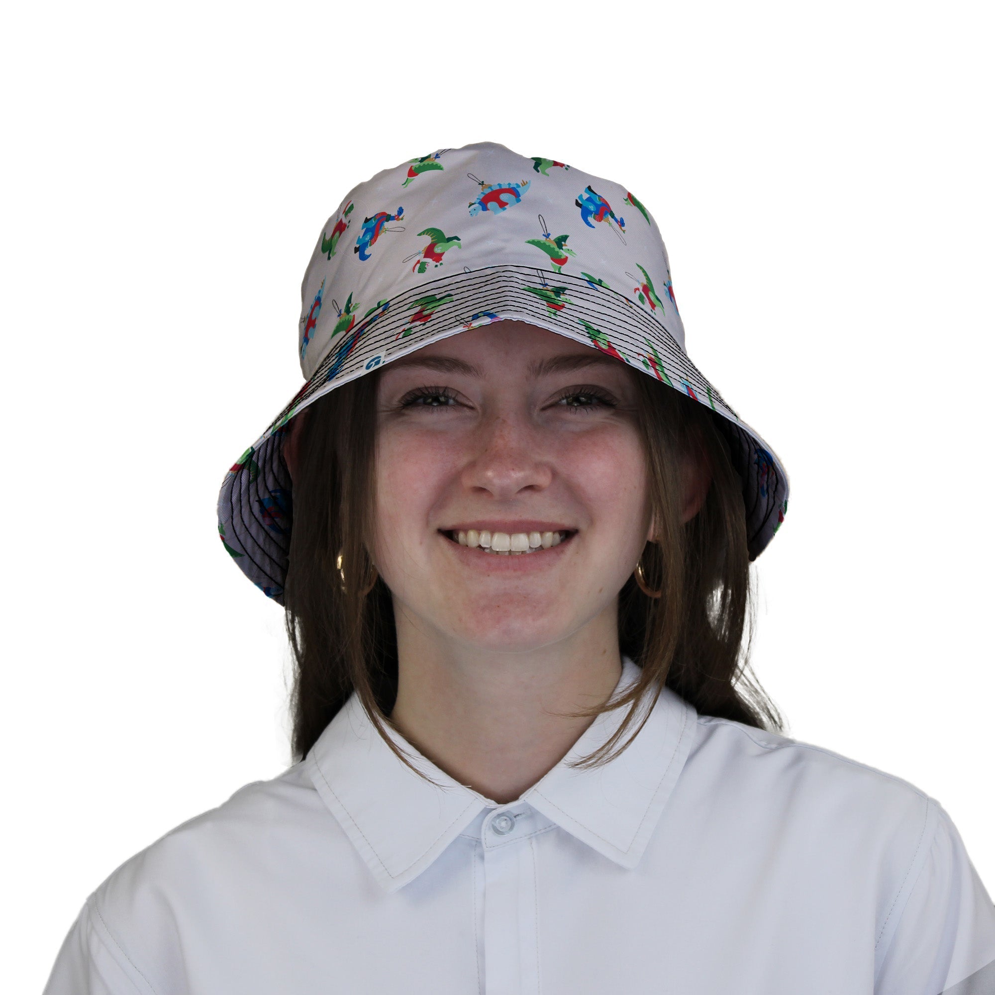 Dinosaur Ornaments Bucket Hat Geek Nerd christmas print Design by Zirkus Design dinosaur print