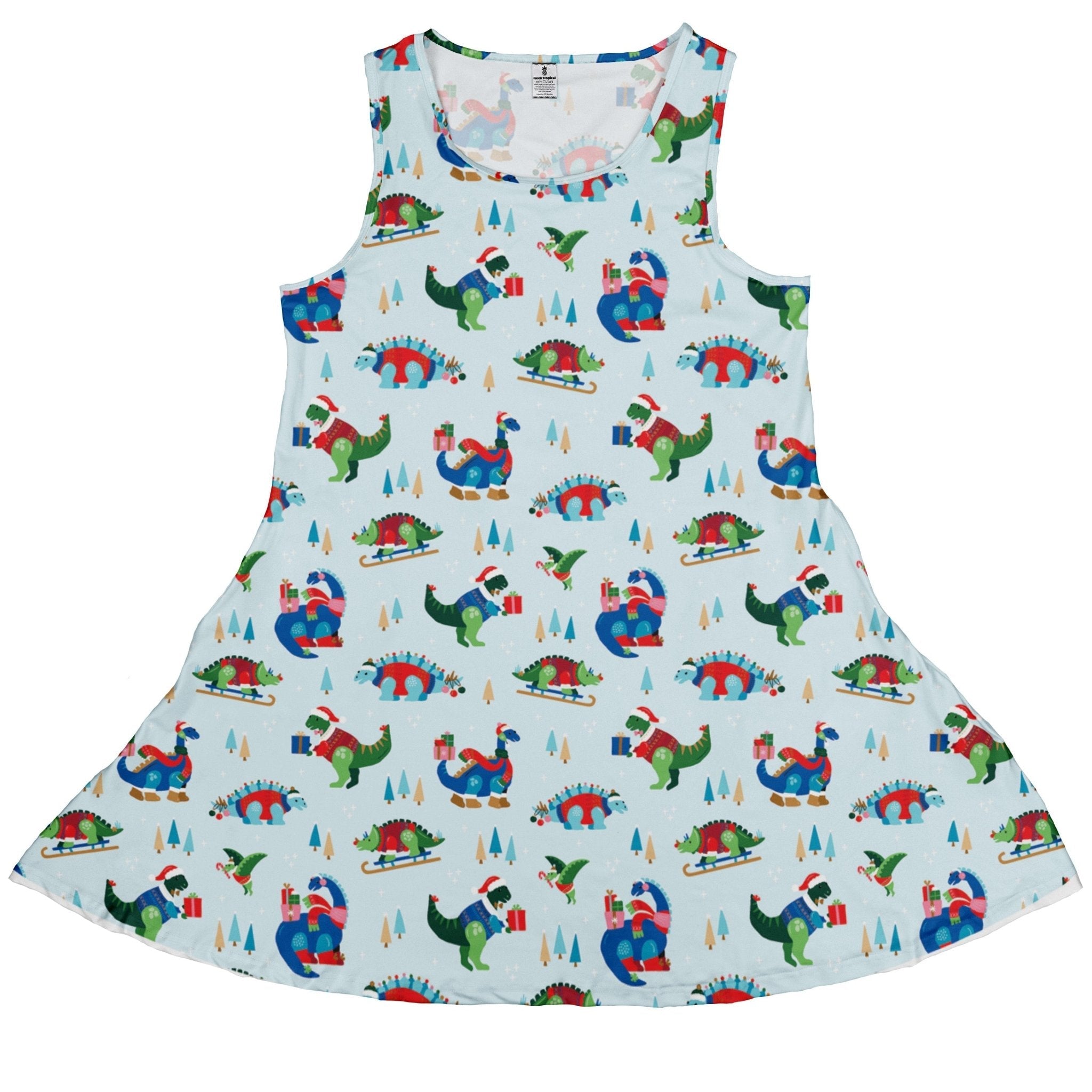 Dinosaur Wonderful Winter Dress Geek Nerd christmas print Design by Zirkus Design dinosaur print