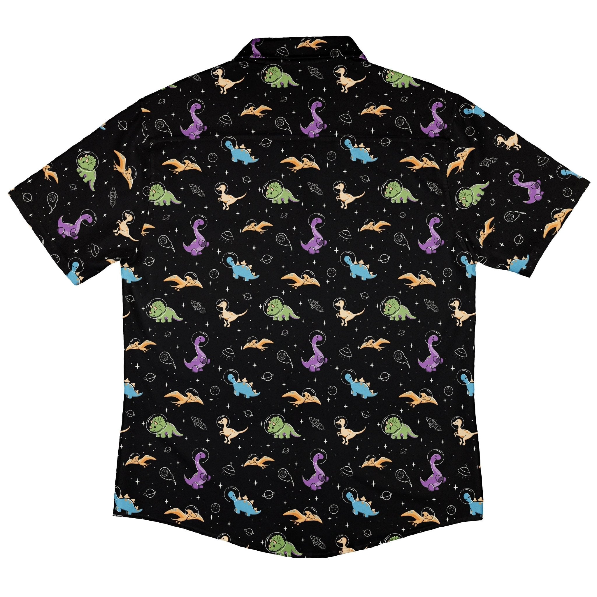 Dinostellar Space Dinosaurs Button Up Shirt Geek Nerd 0925 adult sizing All Adult Button Up Shirts