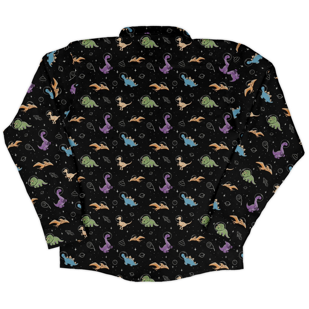 Dinostellar Space Dinosaurs Long Sleeve Button Up Shirt Geek Nerd 0925 adult sizing All Adult Button Up Shirts
