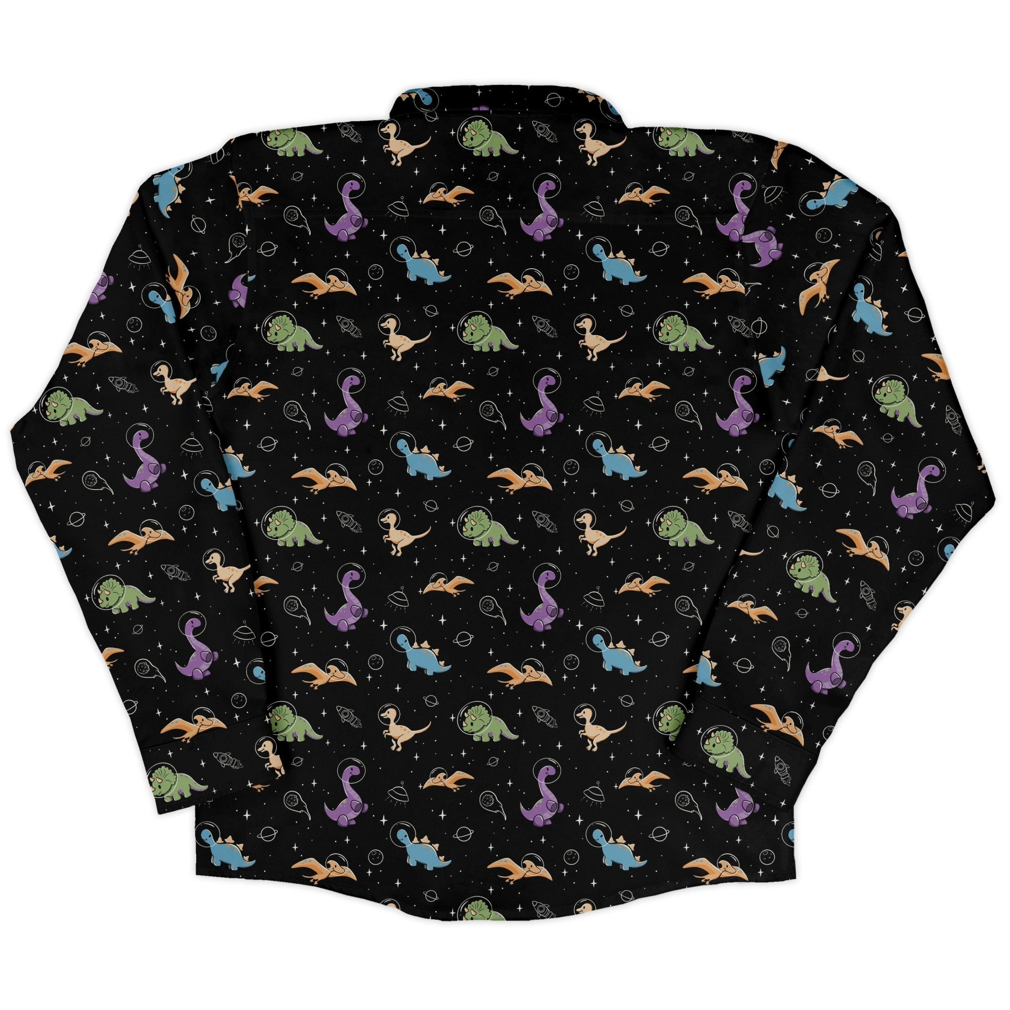 Dinostellar Space Dinosaurs Long Sleeve Button Up Shirt Geek Nerd 0925 adult sizing All Adult Button Up Shirts