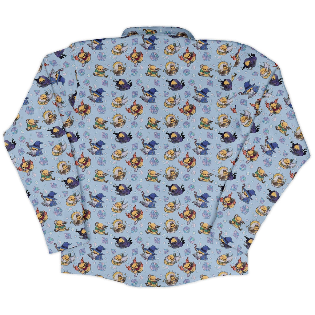 DnD Classes Rubber Ducks Long Sleeve Button Up Shirt Geek Nerd adult sizing Design by Ardi Tong dnd & rpg print
