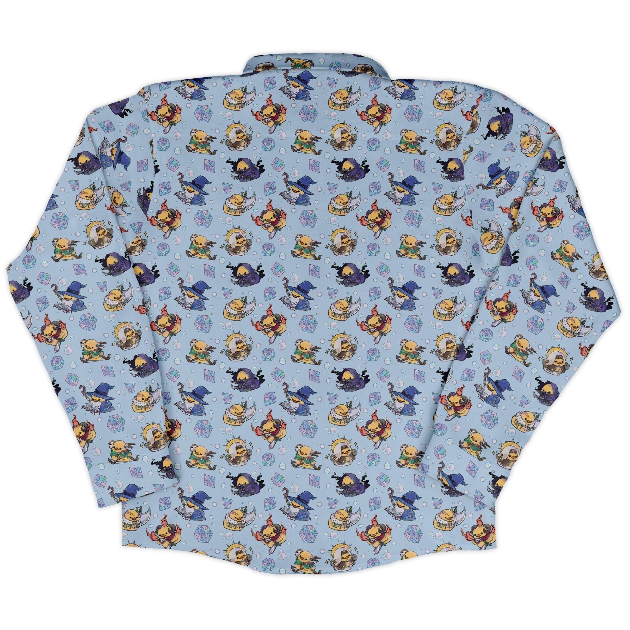 DnD Classes Rubber Ducks Long Sleeve Button Up Shirt Geek Nerd adult sizing Design by Ardi Tong dnd & rpg print