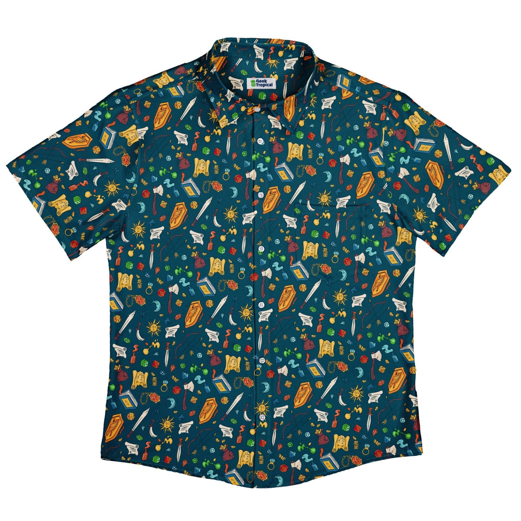 Dnd Adventure Button Up Shirt - adult sizing - dnd & rpg print -