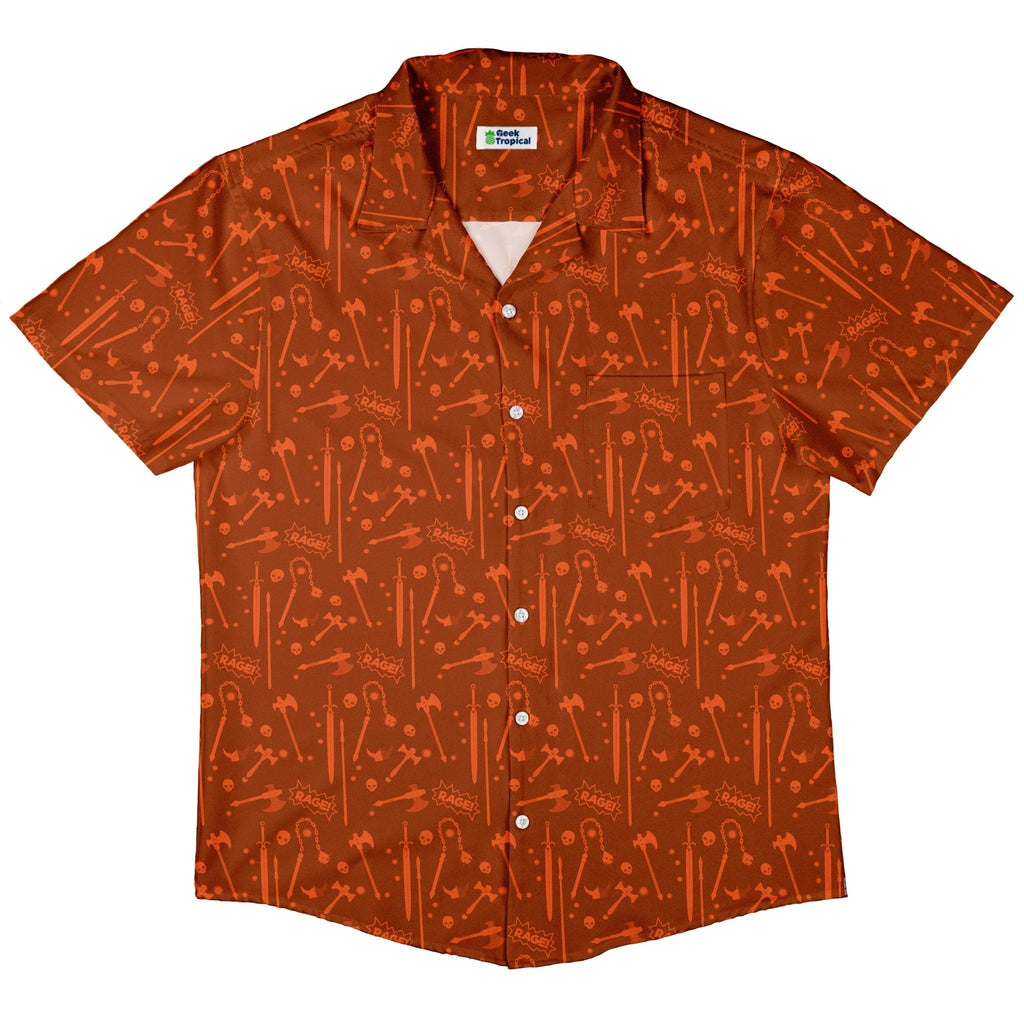 Dnd Barbarian Class Button Up Shirt - adult sizing - Design by Heather Davenport - dnd & rpg print