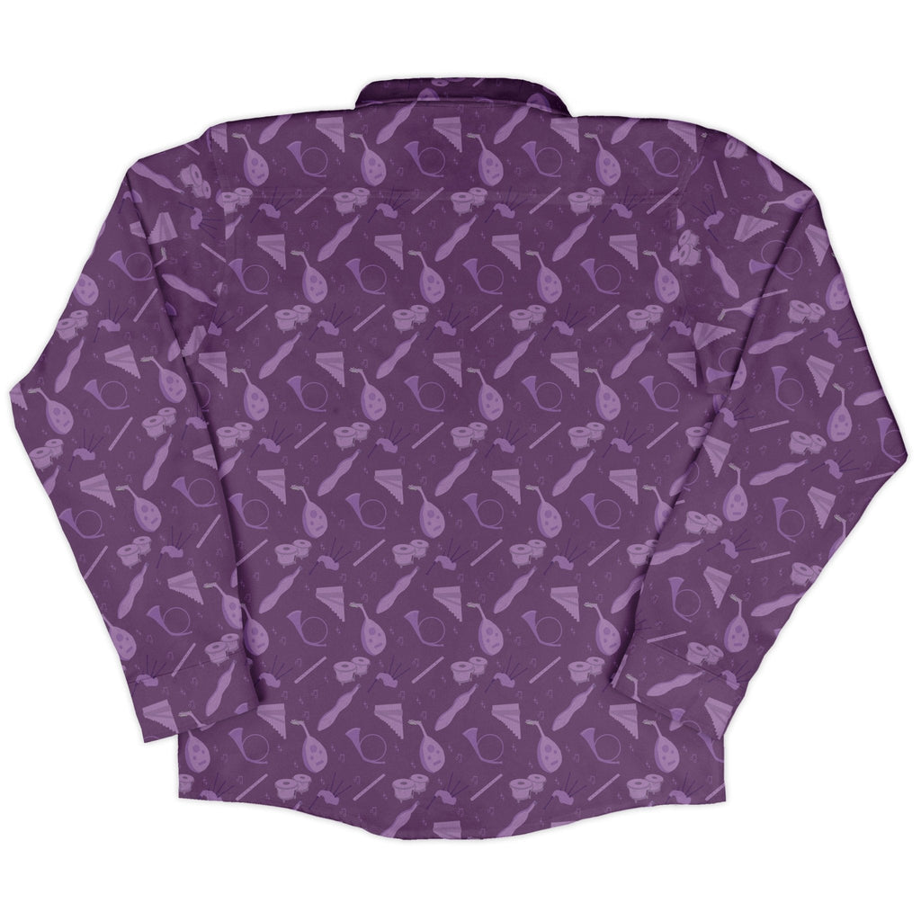 Dnd Bard Class Long Sleeve Button Up Shirt Geek Nerd adult sizing Design by Heather Davenport dnd & rpg print