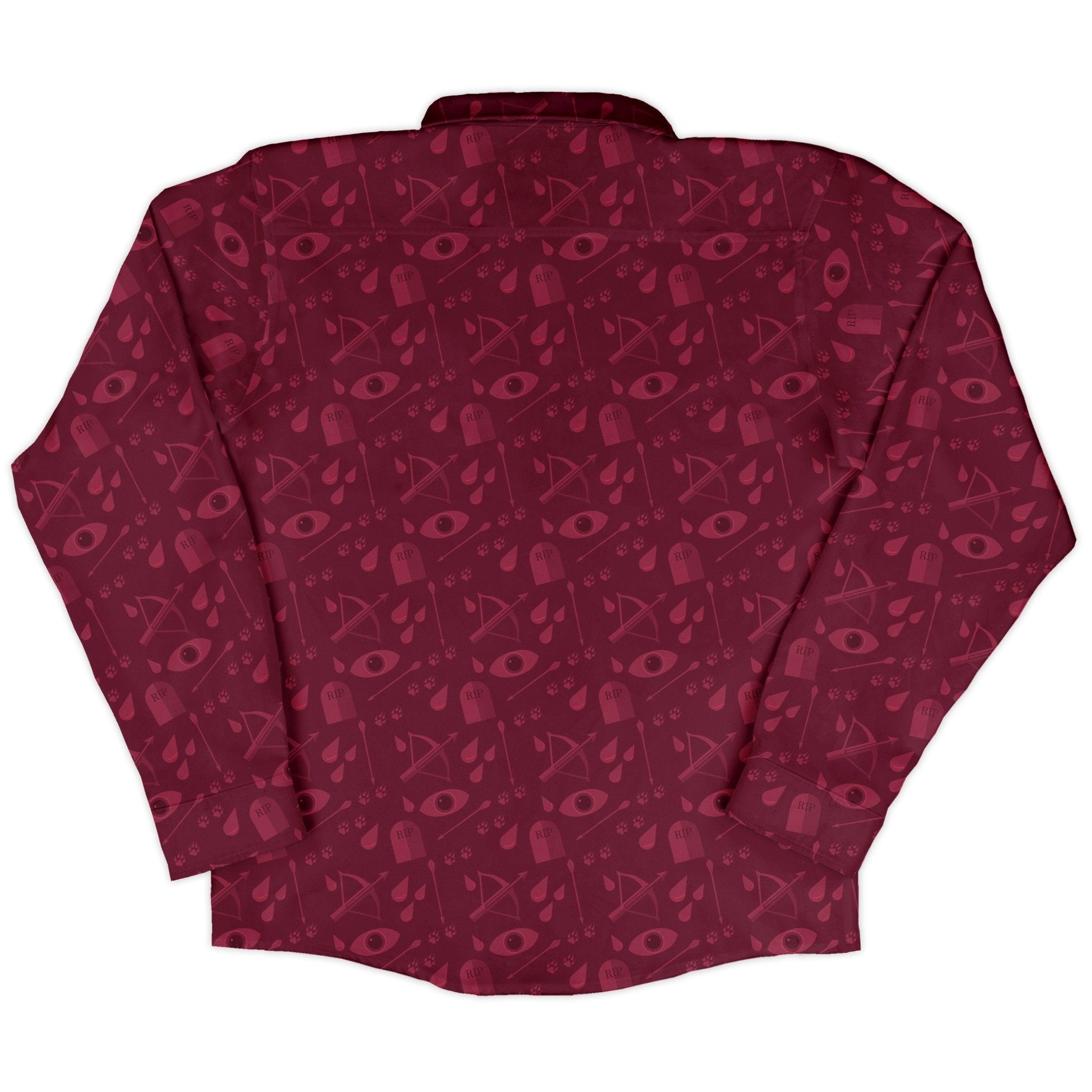 Dnd Blood Hunter Class Long Sleeve Button Up Shirt Geek Nerd adult sizing Design by Heather Davenport dnd & rpg print