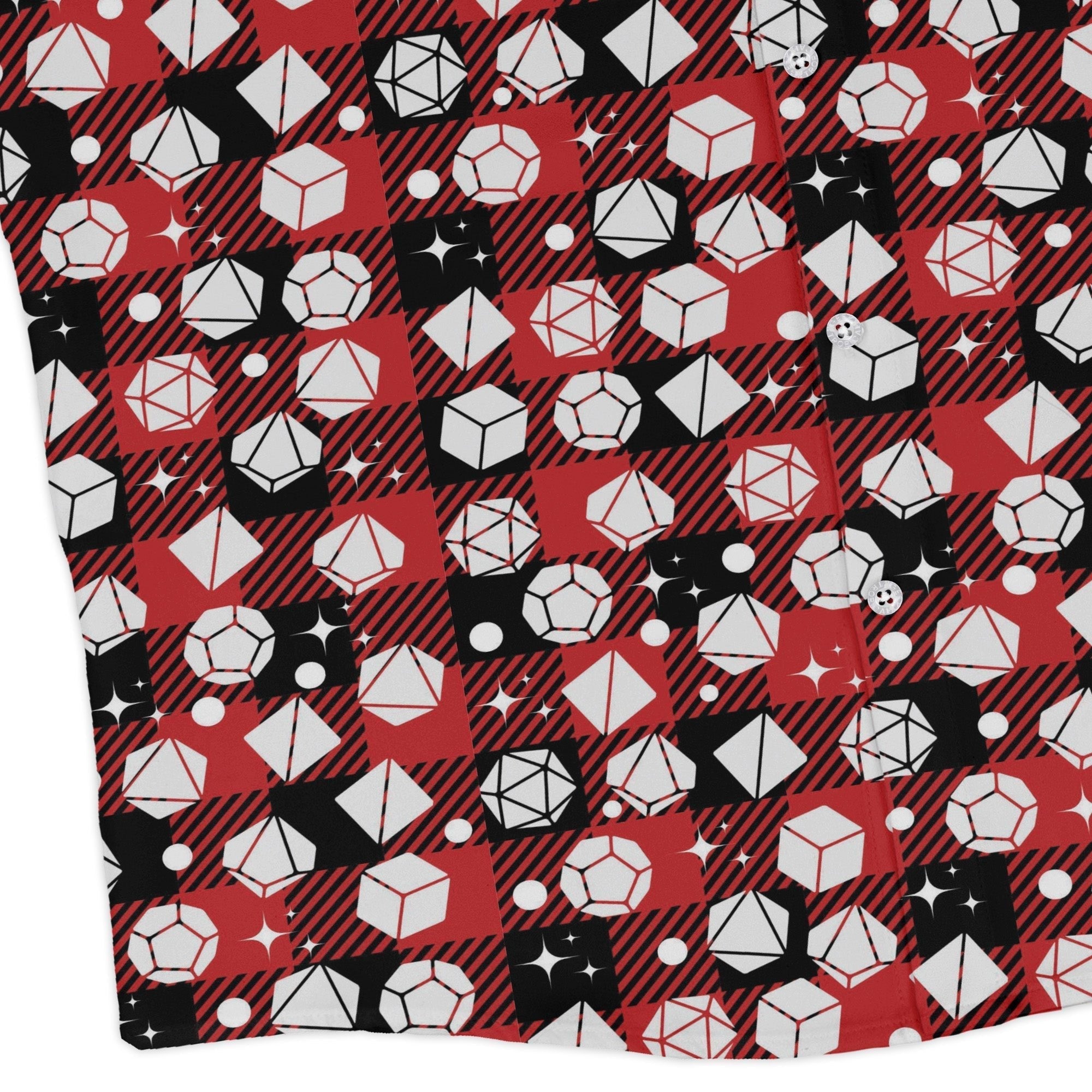 Dnd Christmas Red Plaid Long Sleeve Button Up Shirt Geek Nerd adult sizing Christmas Print dnd & rpg print