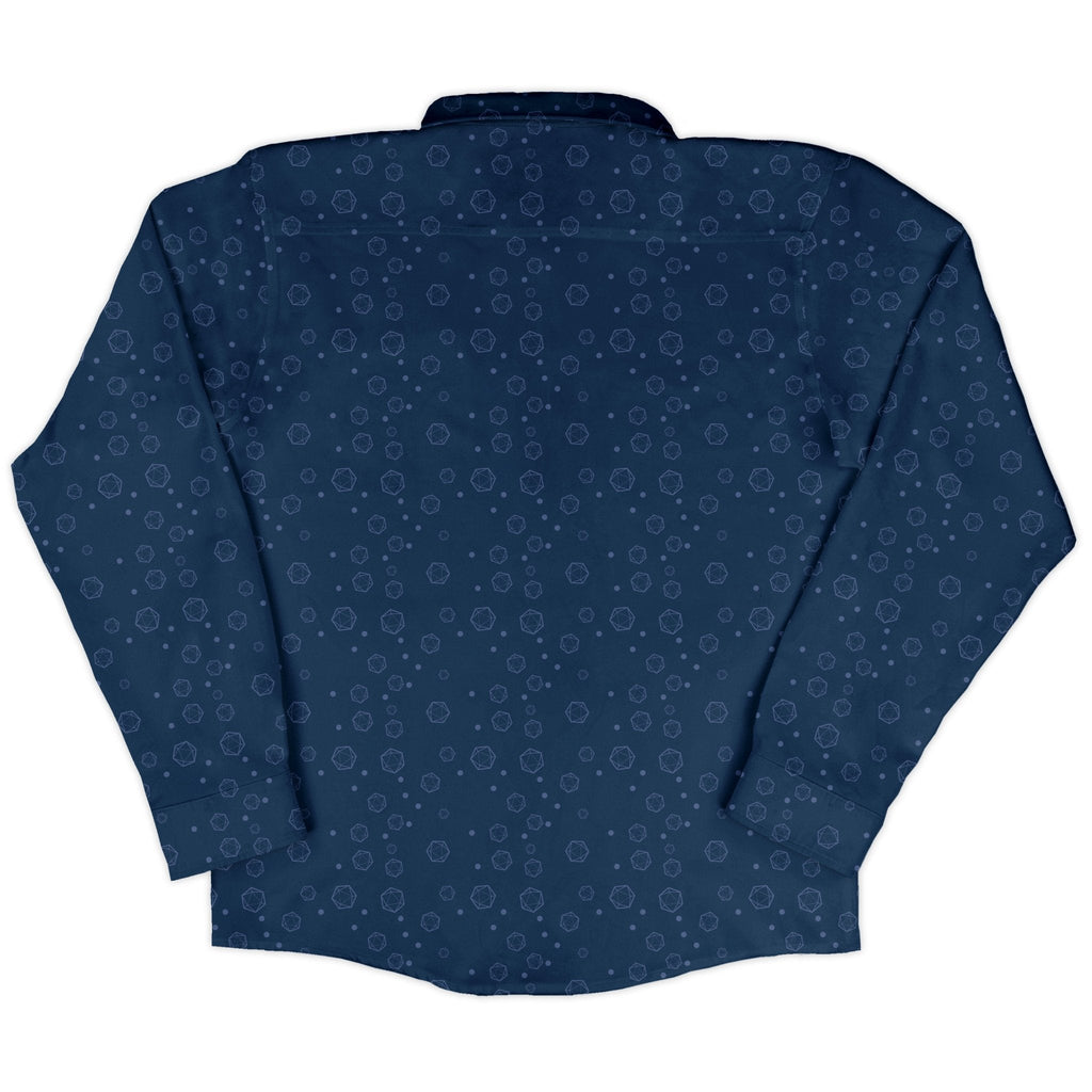 Dnd Dice Bubbles Long Sleeve Button Up Shirt Geek Nerd adult sizing Design by Heather Davenport dnd & rpg print