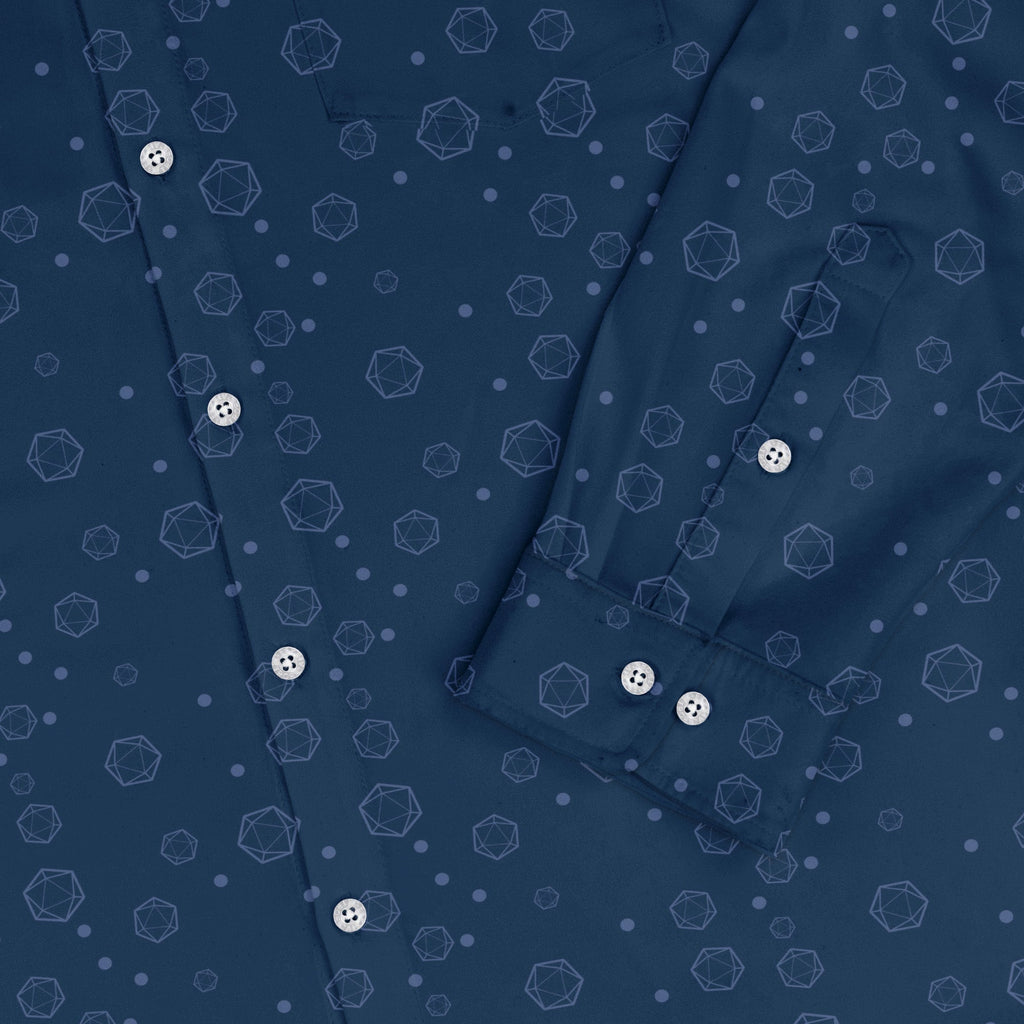 Dnd Dice Bubbles Long Sleeve Button Up Shirt Geek Nerd adult sizing Design by Heather Davenport dnd & rpg print