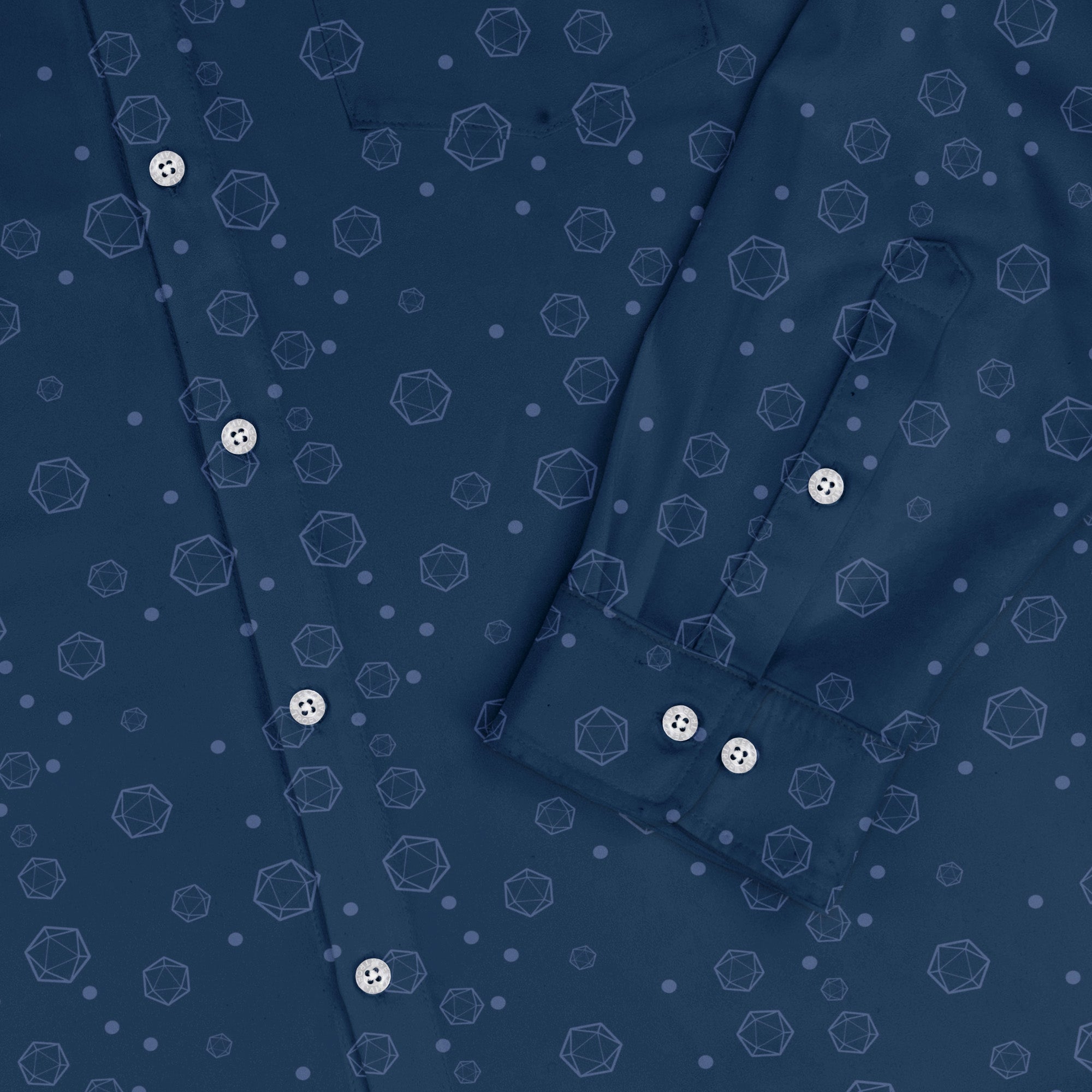 Dnd Dice Bubbles Long Sleeve Button Up Shirt Geek Nerd adult sizing Design by Heather Davenport dnd & rpg print