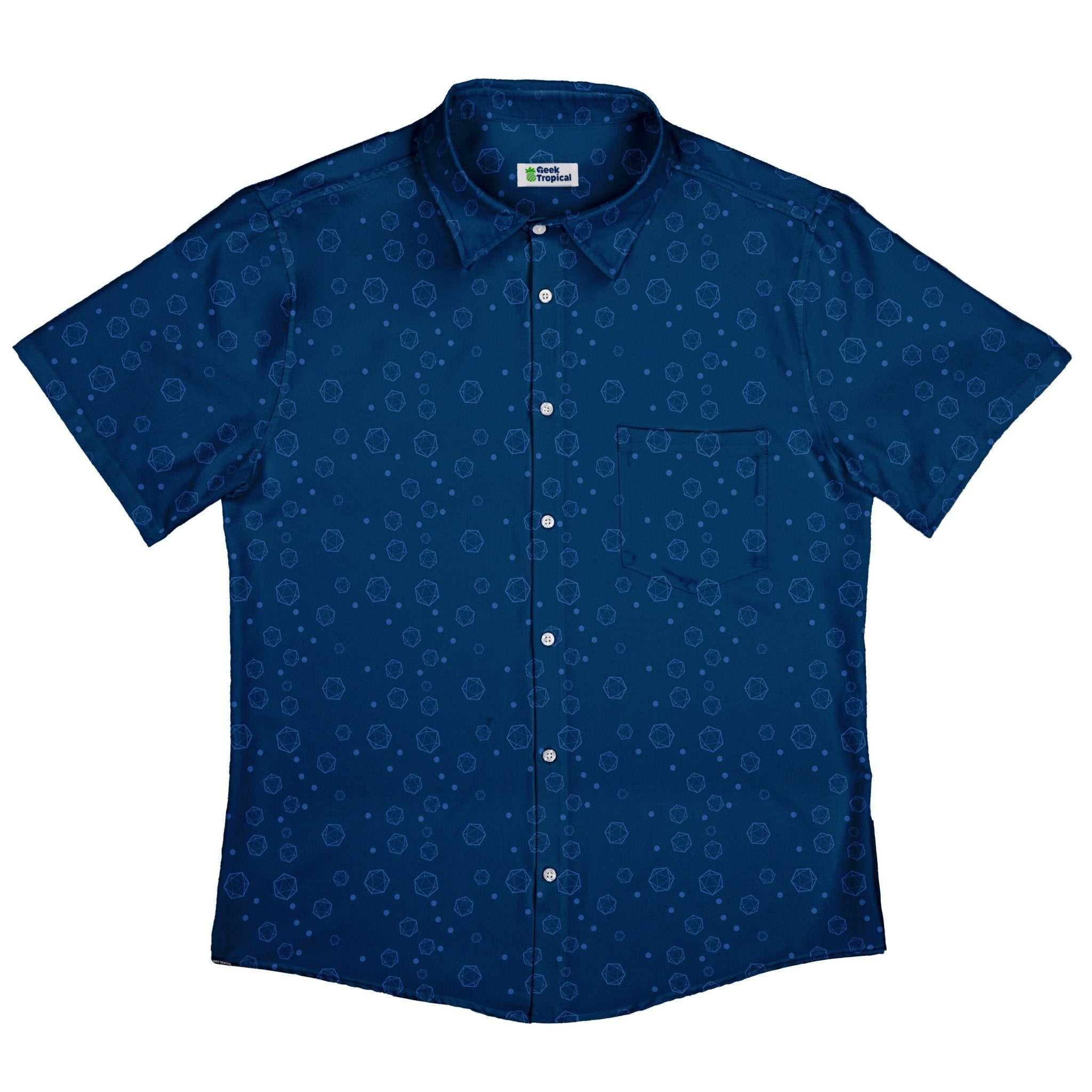 Ready - to - Ship Dnd Dice Bubbles Button Up Shirt Geek Nerd adult sizing Design by Heather Davenport dnd & rpg print