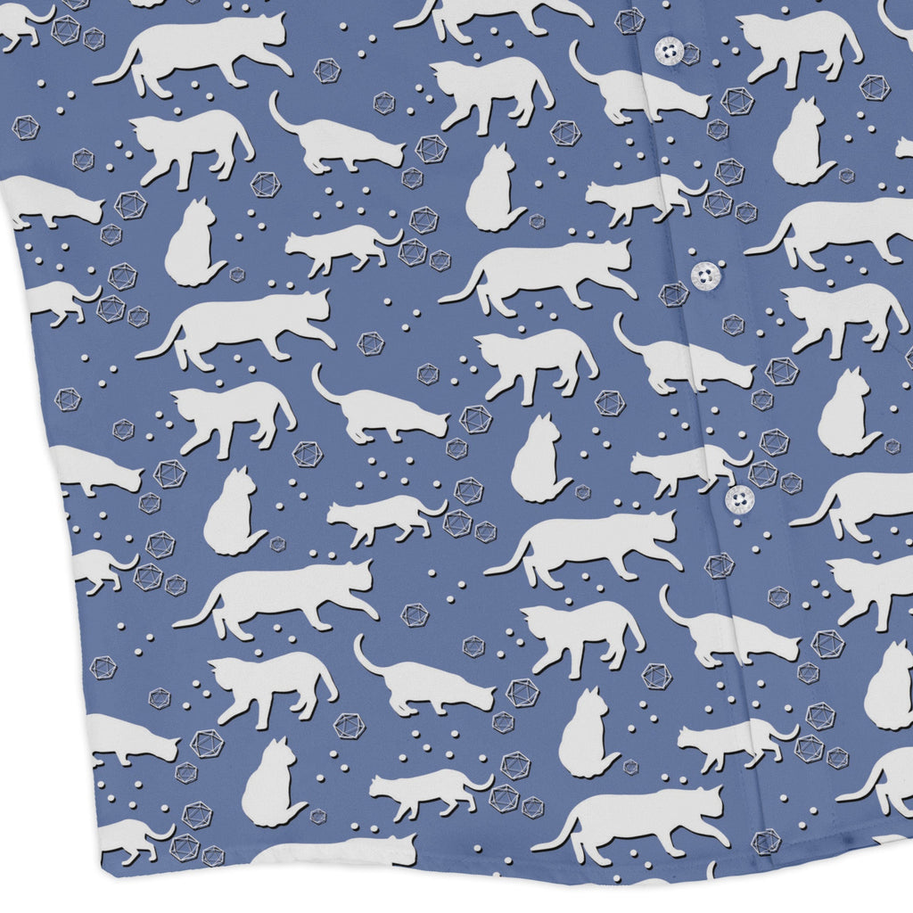 Dnd Dice Cats Long Sleeve Button Up Shirt Geek Nerd adult sizing Animal Patterns Design by Heather Davenport