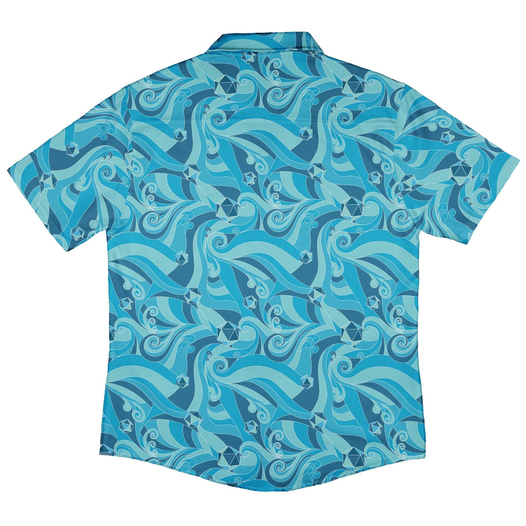 Dnd Dice Swirl Blue Button Up Shirt Geek Nerd 0925 adult sizing All Adult Button Up Shirts