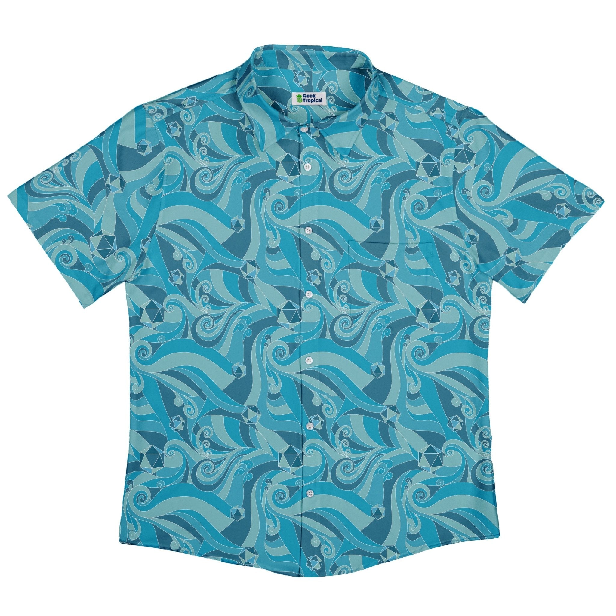 Dnd Dice Swirl Blue Button Up Shirt Geek Nerd 0925 adult sizing All Adult Button Up Shirts