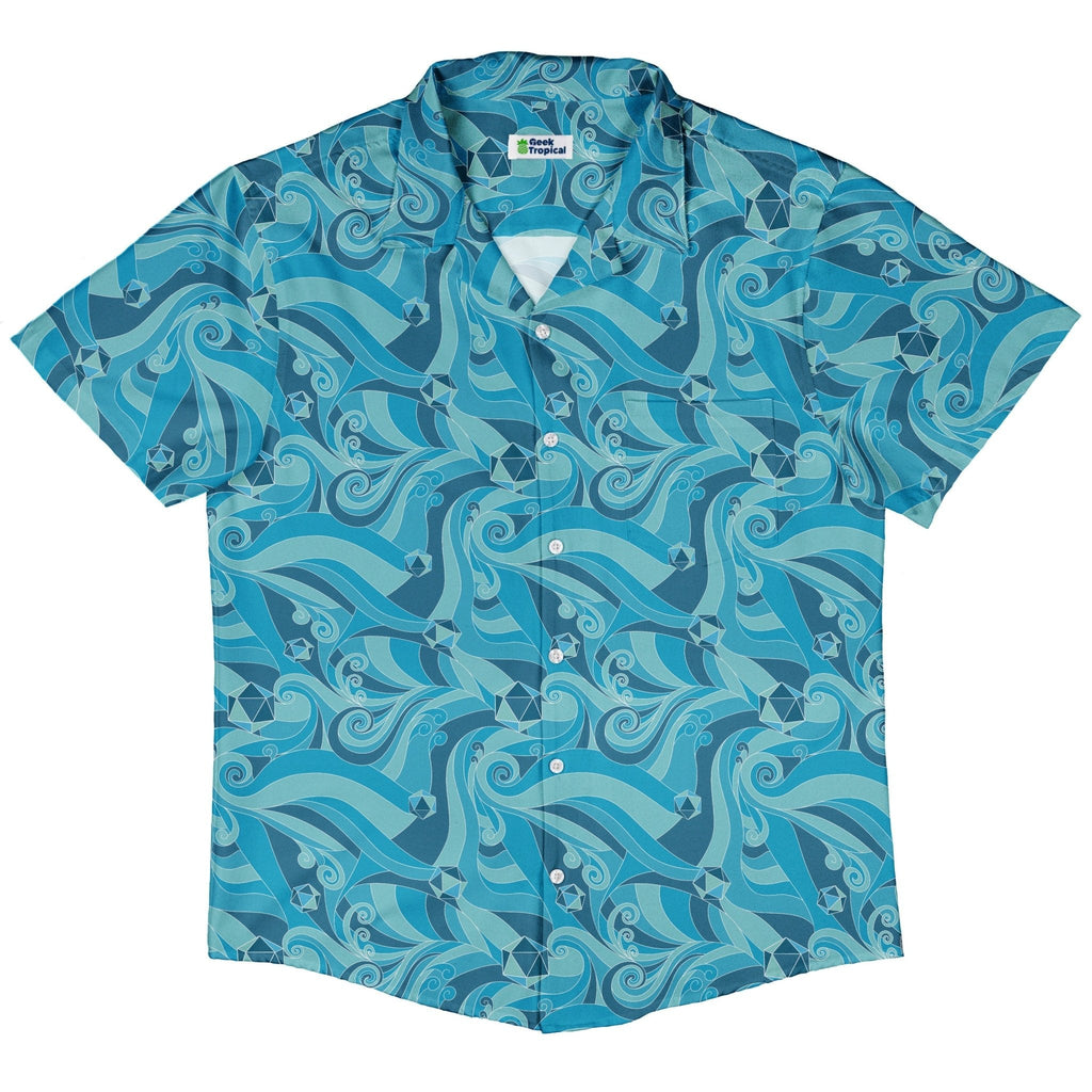 Dnd Dice Swirl Blue Button Up Shirt Geek Nerd 0925 adult sizing All Adult Button Up Shirts