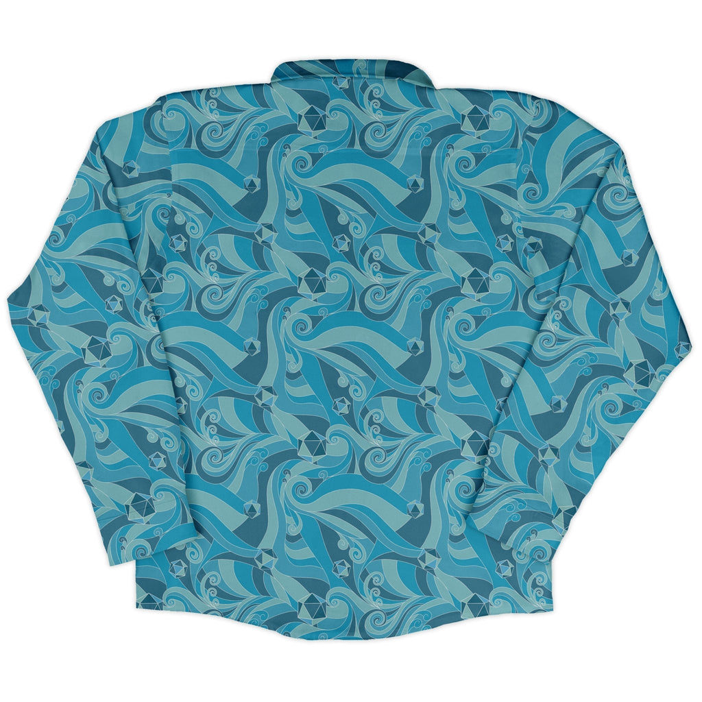 Dnd Dice Swirl Blue Long Sleeve Button Up Shirt Geek Nerd 0925 adult sizing All Adult Button Up Shirts