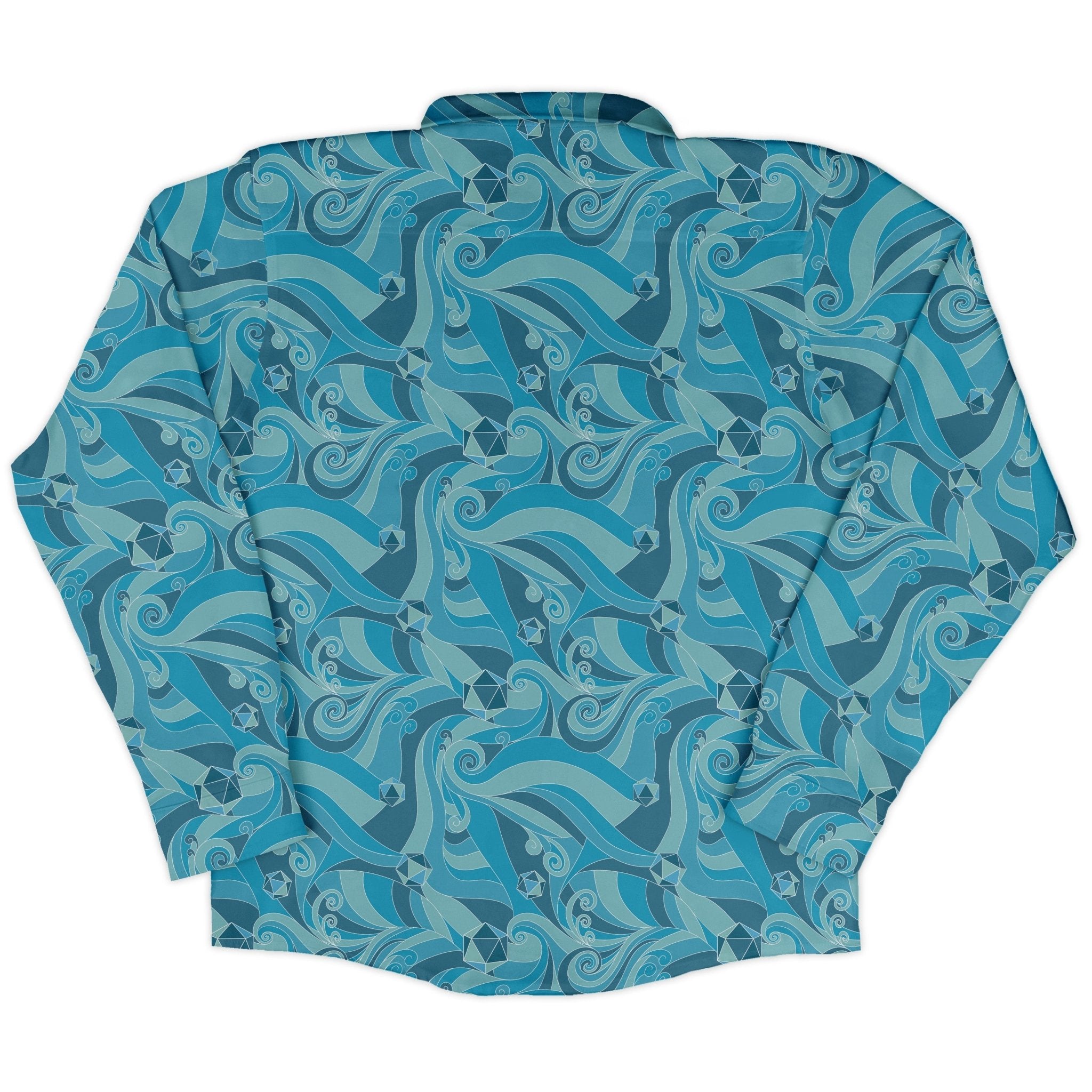 Dnd Dice Swirl Blue Long Sleeve Button Up Shirt Geek Nerd 0925 adult sizing All Adult Button Up Shirts