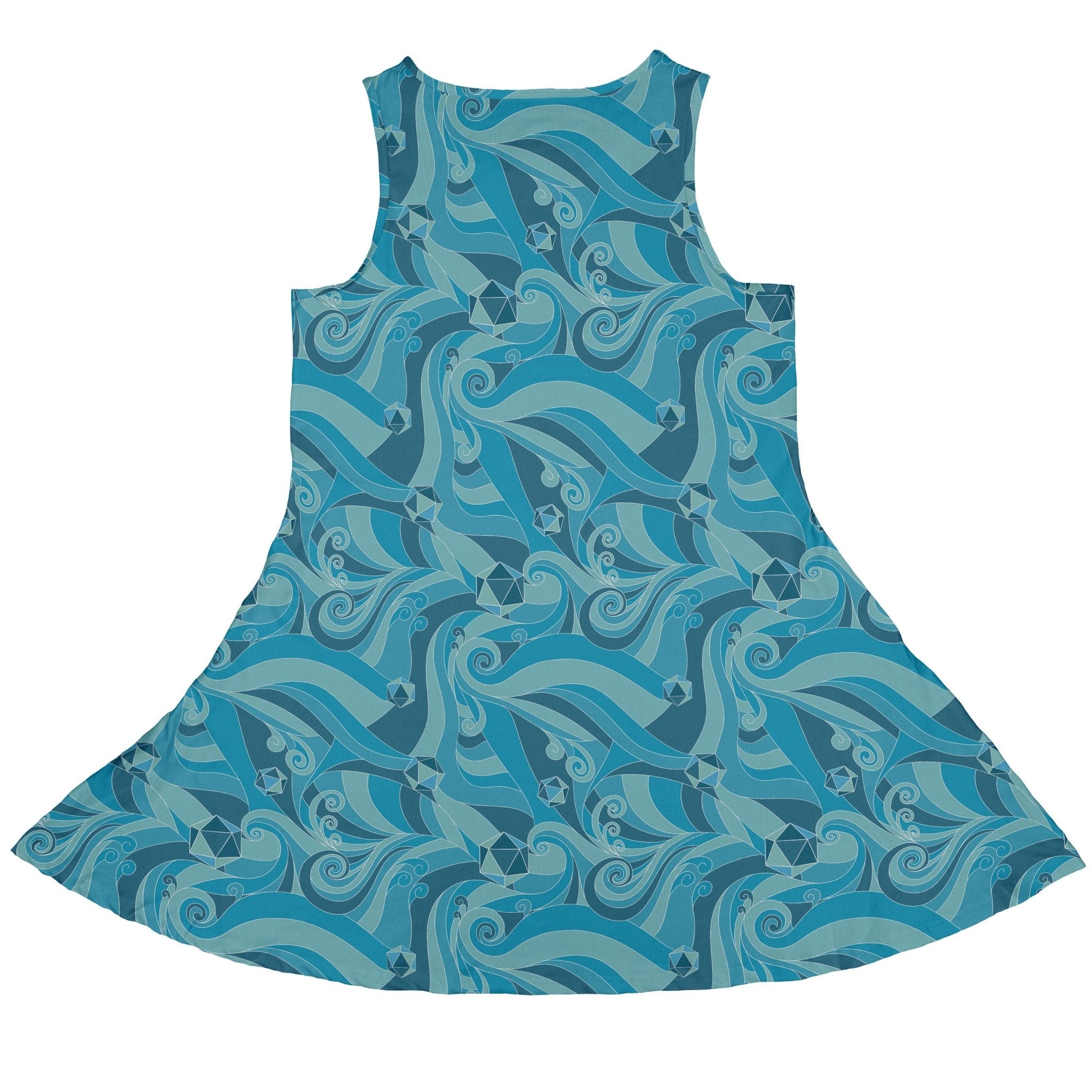 Dnd Dice Swirl Blue Dress Geek Nerd 0925 board game print Designs by Nathan