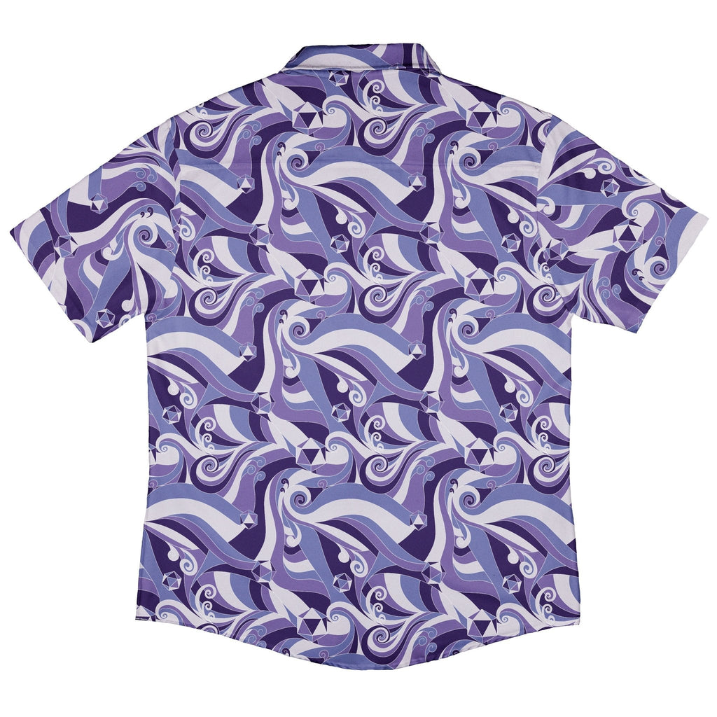 Dnd Dice Swirls Purple Button Up Shirt Geek Nerd 0925 adult sizing All Adult Button Up Shirts