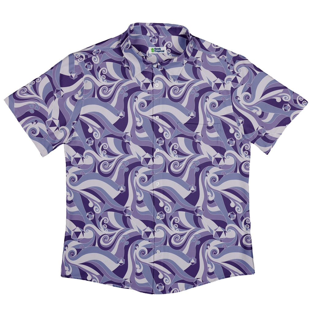 Dnd Dice Swirls Purple Button Up Shirt Geek Nerd 0925 adult sizing All Adult Button Up Shirts