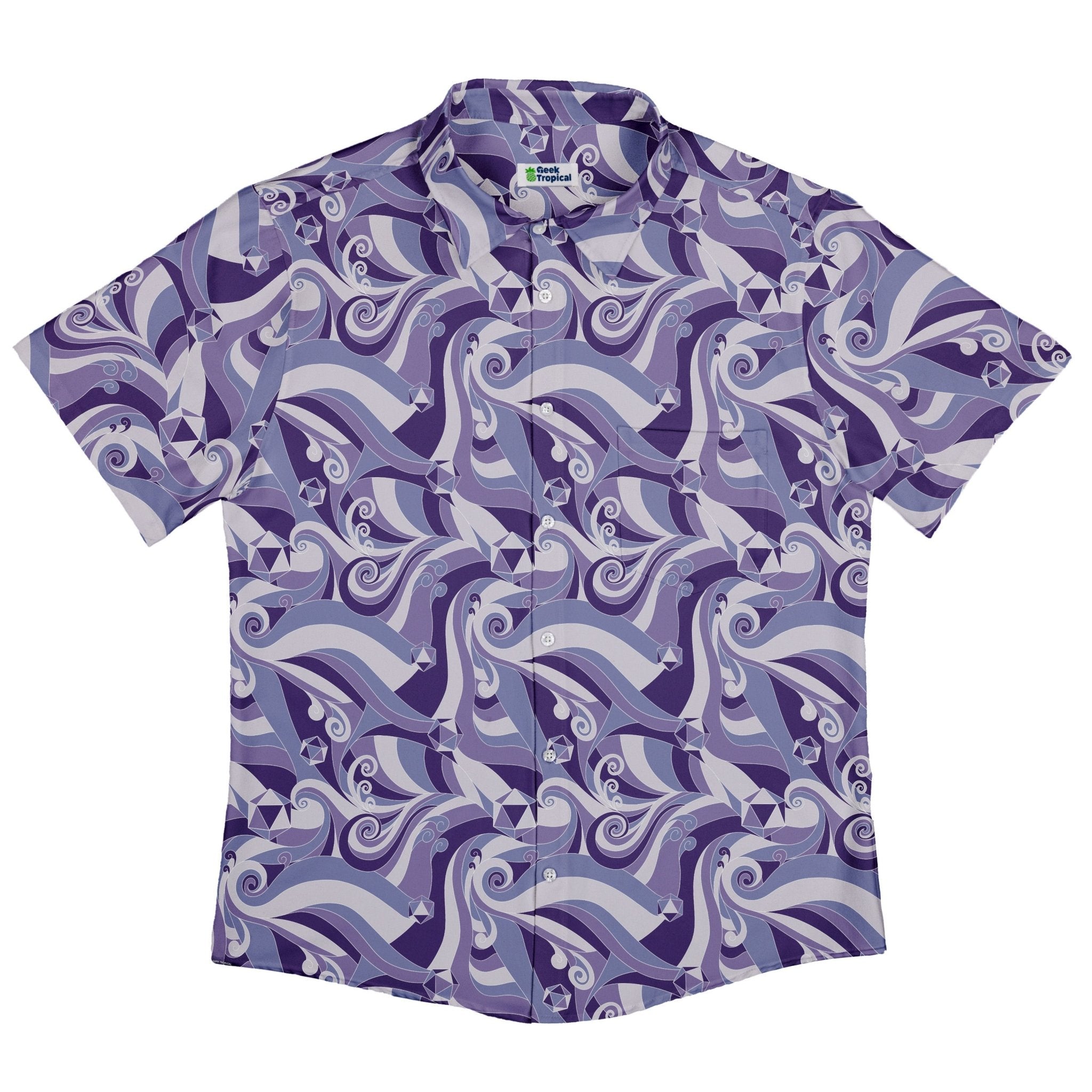 Dnd Dice Swirls Purple Button Up Shirt Geek Nerd 0925 adult sizing All Adult Button Up Shirts