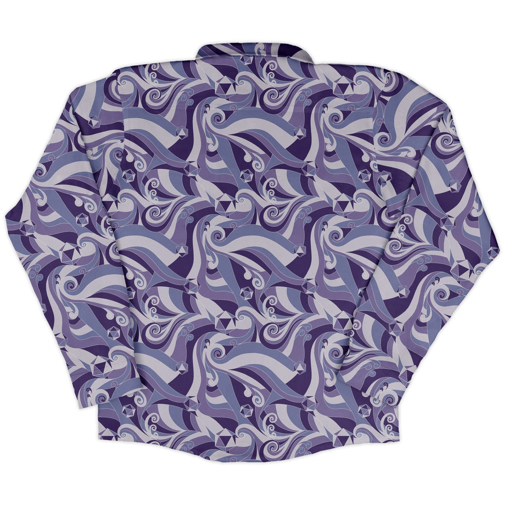 Dnd Dice Swirls Purple Long Sleeve Button Up Shirt Geek Nerd 0925 adult sizing All Adult Button Up Shirts