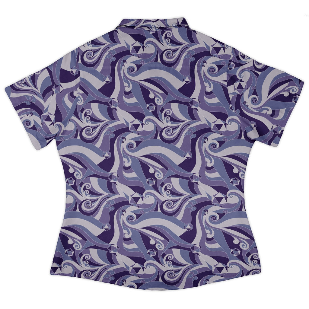 Dnd Dice Swirls Purple Curvy Button Up Shirt Geek Nerd 0925 All Adult Button Up Shirts board game print