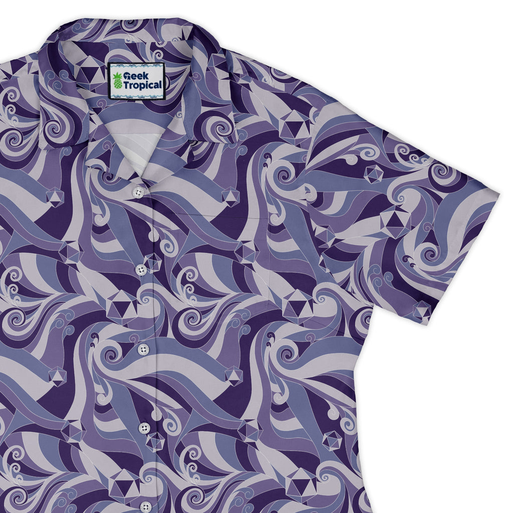 Dnd Dice Swirls Purple Curvy Button Up Shirt Geek Nerd 0925 All Adult Button Up Shirts board game print