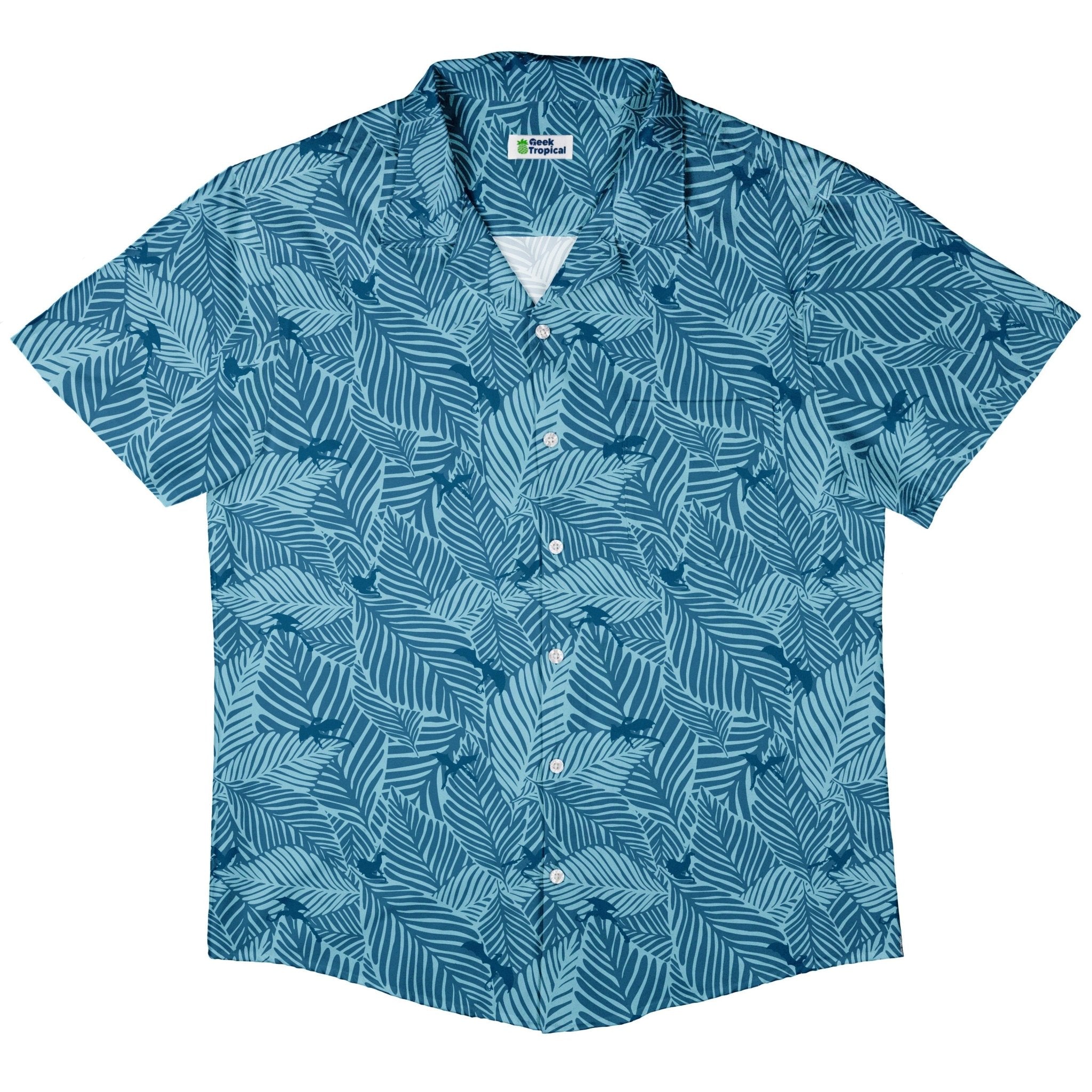 Tropical Dragons Button Up Shirt - adult sizing - Design by Dunking Toast - dnd & rpg print